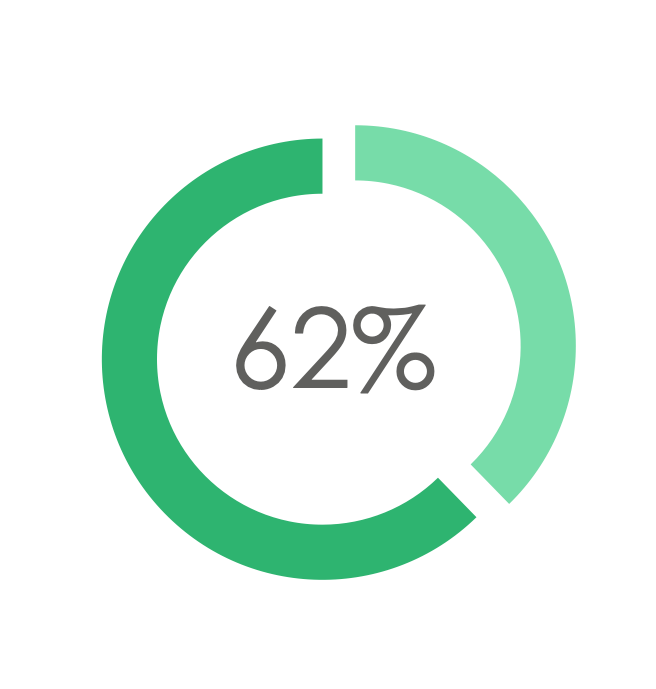 Donut chart showing percentage of income.