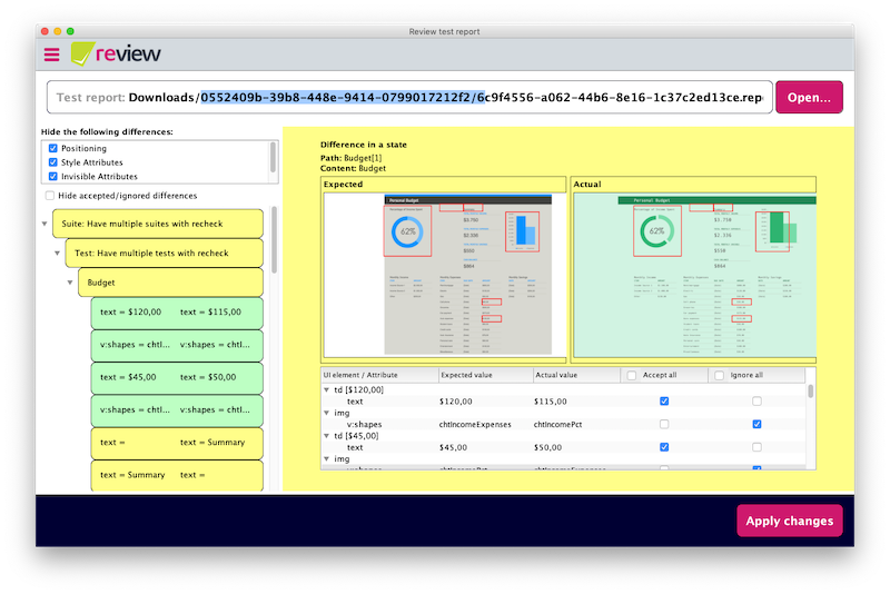 Screenshot of review